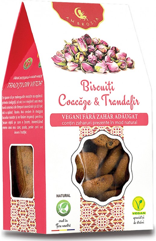 Biscuiți vegani Coacăze & Trandafiri (150 g)